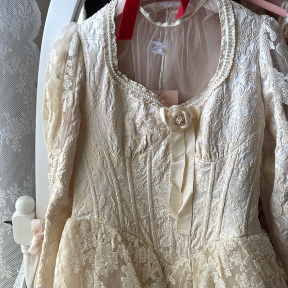 Lacemade 1900s Vintage inspired Midi Lace Bridal Gown costume NWT Size L (6-8) - Picture 12 of 14